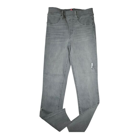 SPANX Denim - Spanx Womens Distressed Ankle Skinny Jeans Small Gray Ankle Crop Raw Hem